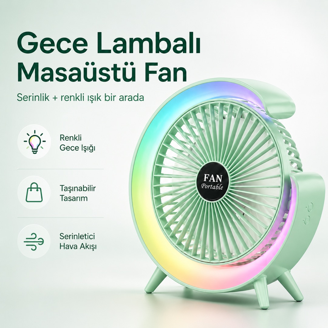 Gece Lambalı Masaüstü Fan